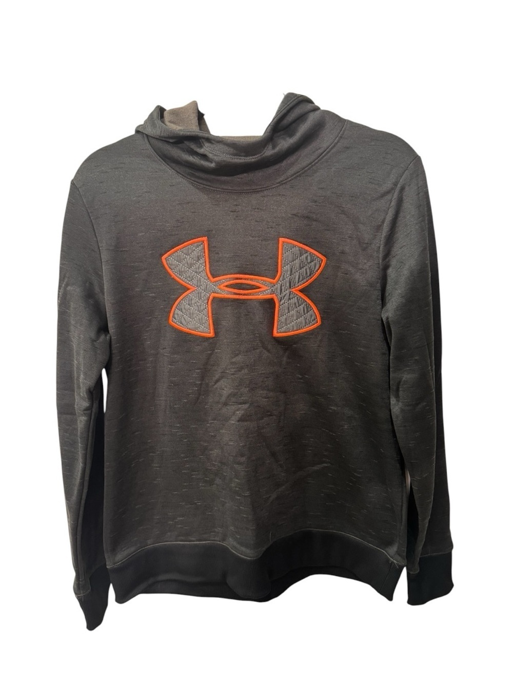 Under Armour Black Pullover with Orange-Outlined Logo women size L